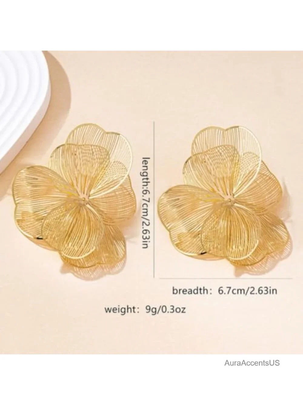 Chunky Gold Flower Drop Earrings for Women Statement Jewelry